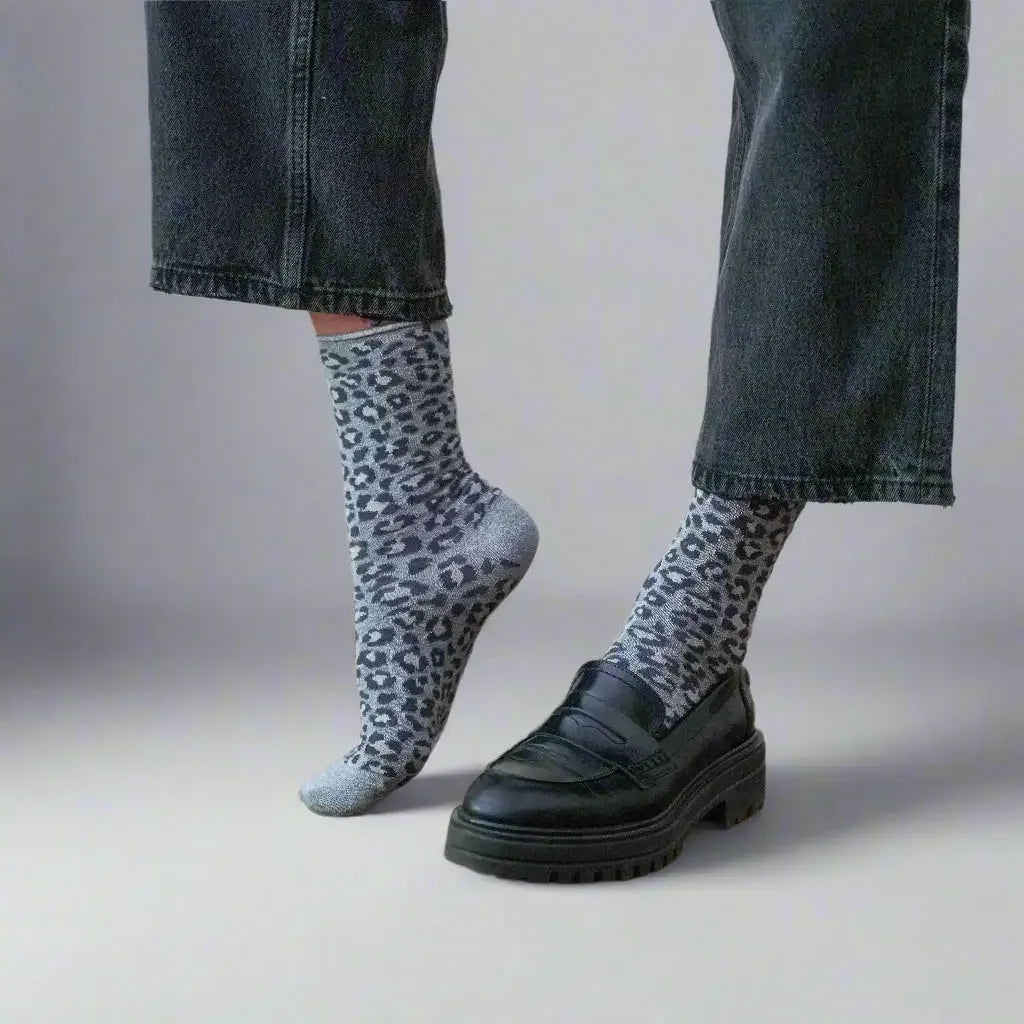 KLUE Glitter Lurex Leopard Socks