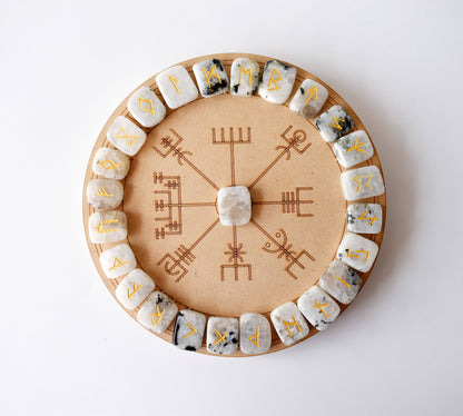 Futhark Rune Set | Rainbow Moonstone | Rune Casting