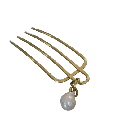 Brass Comb with Pearl Drop