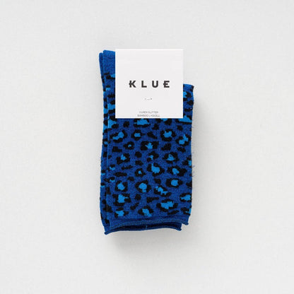 KLUE Glitter Lurex socks in eco-friendly Lyocell | Leopard night blue