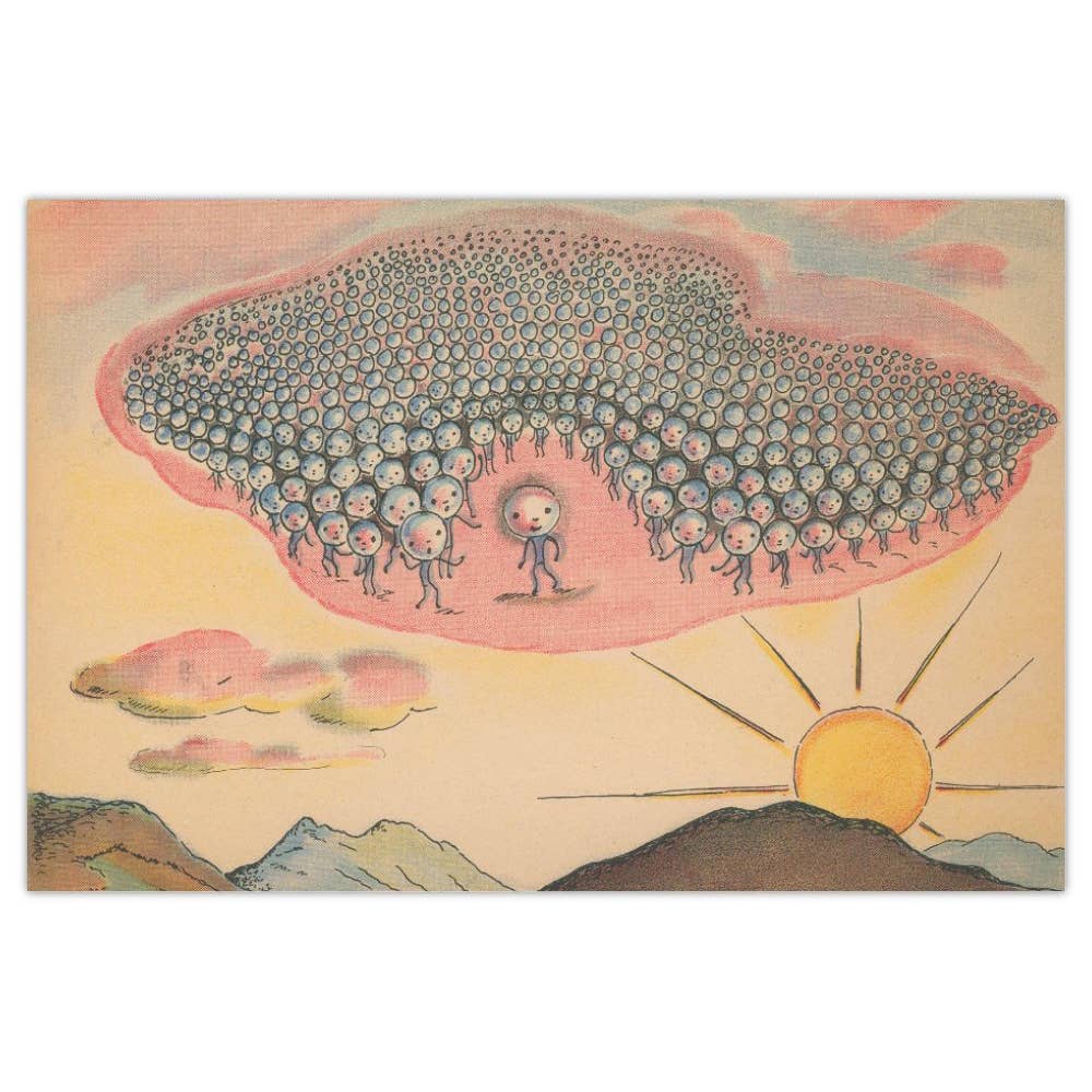 Postcard - anthropomorphic raindrop army, 1930s France