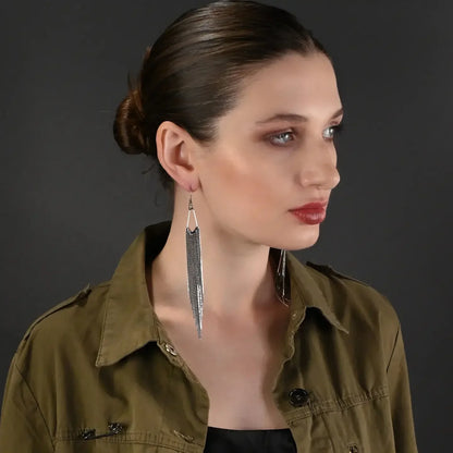 KBD Studios Super Dramatic Mermaid Shimmer Earrings (Rhodium)