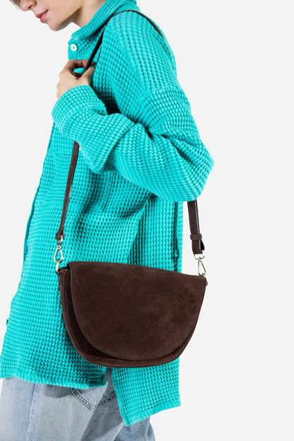 Intentionally Blank Michigan Suede Half Moon Purse