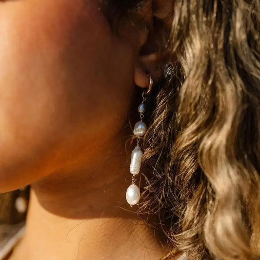 Dea Dia Pearl Hoop Drop Earrings