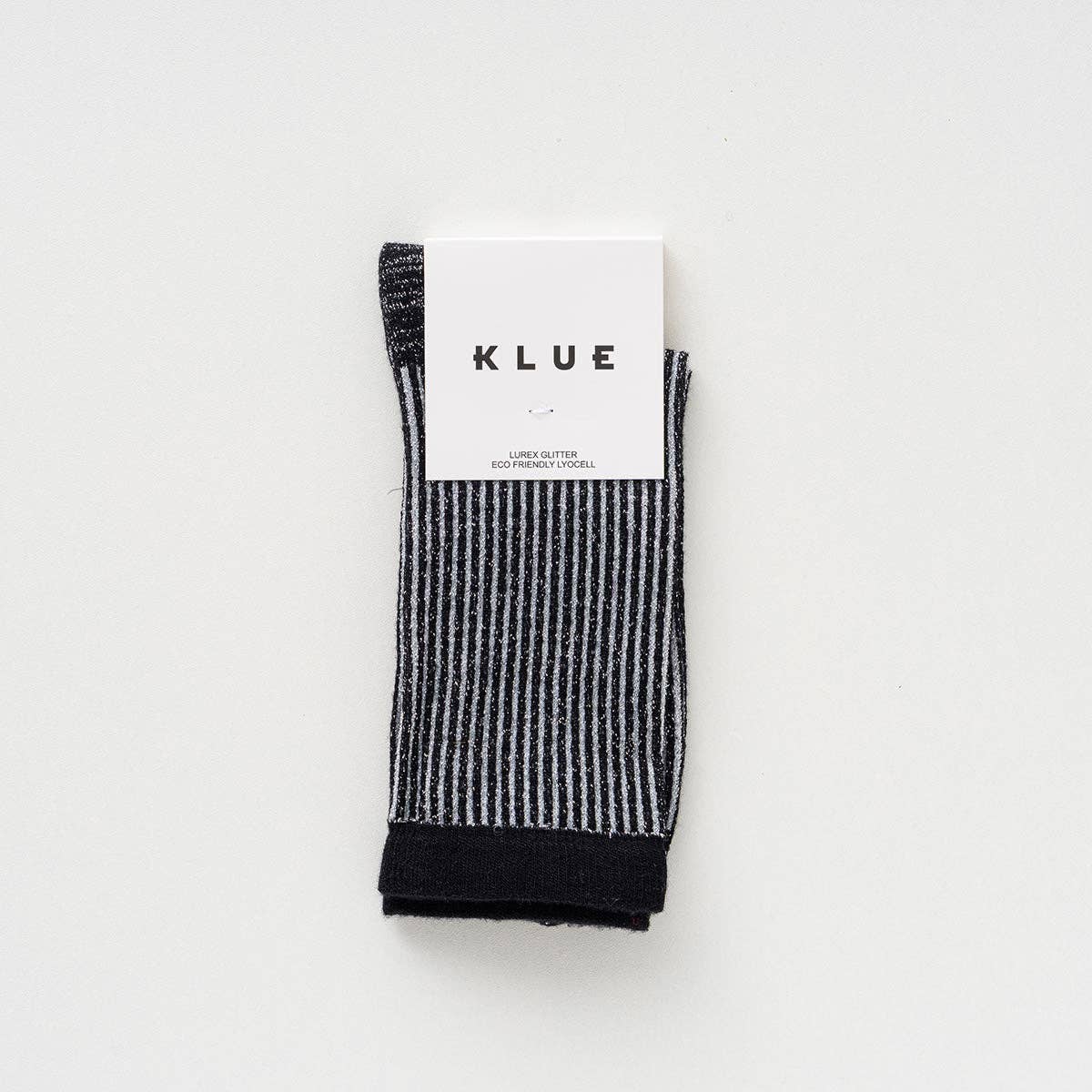 KLUE Glitter Lurex socks in eco-friendly Lyocell | Stripes Black