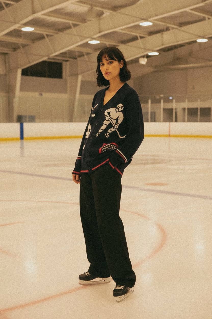 Good Days Rinkside Jacquard Knit Hockey Cardigan