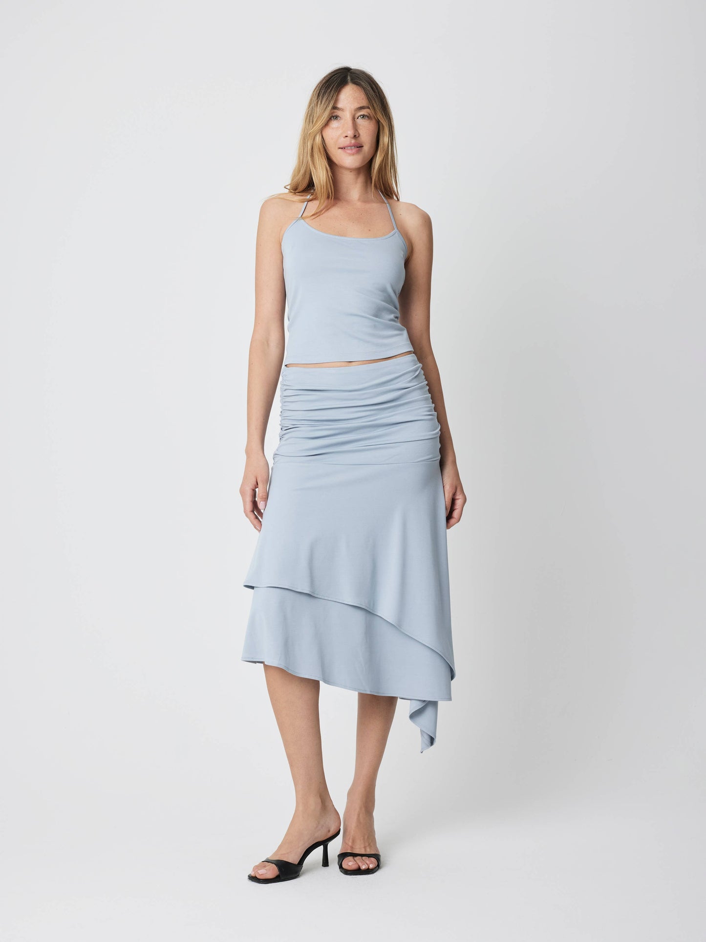 The Crystal Skirt | Ruched Asymmetrical Knit Skirt