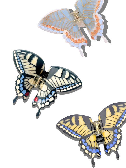 Solar Eclipse Hand-painted Swallowtail Butterfly Claw Hair Clip