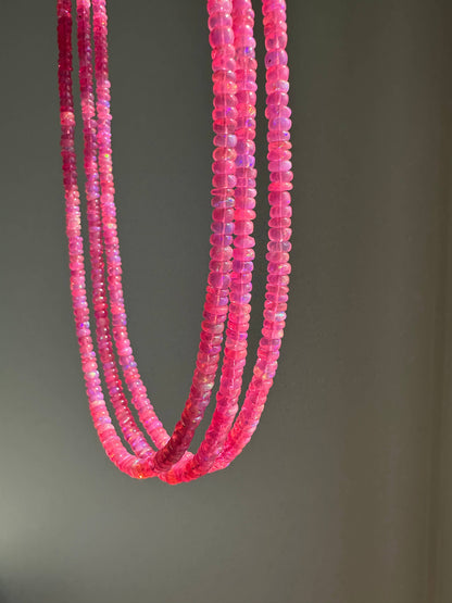 Anokhi Green Neon Pink Ethiopian Opal Necklace | Beaded Necklace | Opals