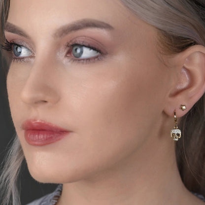 Small Crystal Pave Skull Huggie Earrings