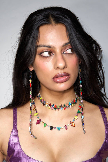 Vesper Obscura Layering Choker in Double Mini Aurora Fang Necklace
