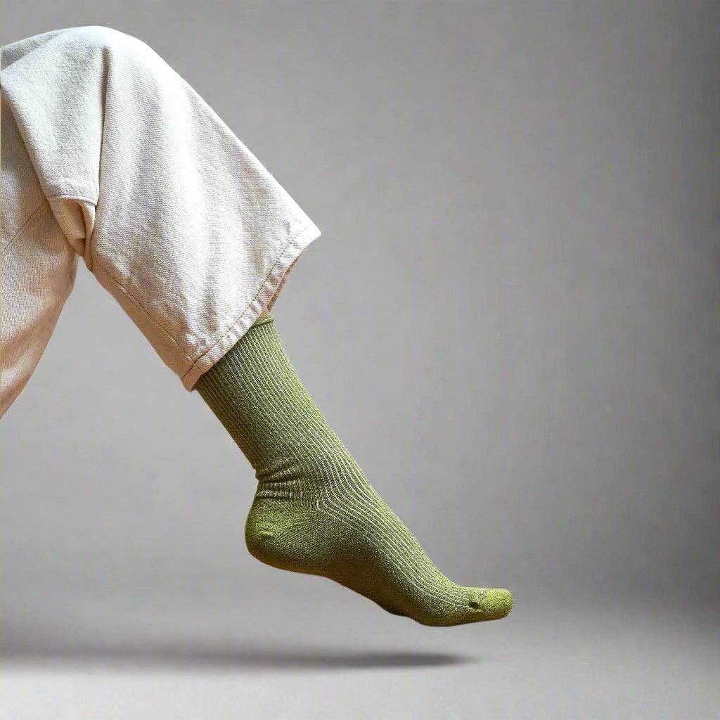 KLUE Glitter Lurex socks in eco-friendly Lyocell | Olive Green