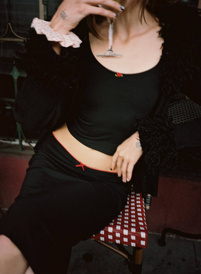 Rat Boi Bias Midi Slip Skirt | Onyx/Cherry