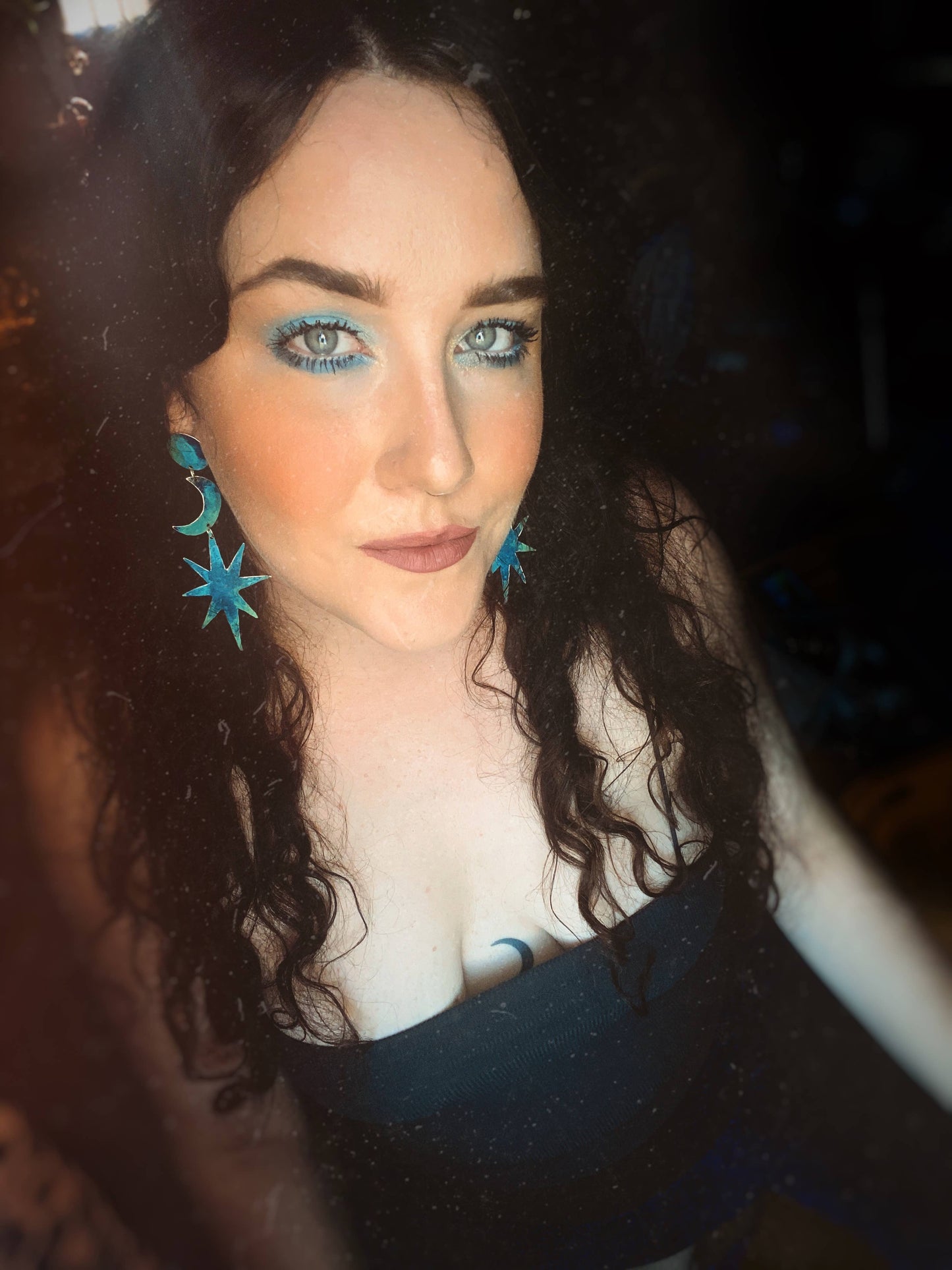 Dreamgaze Patina Moon And Star Earrings