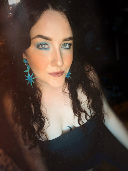 Dreamgaze Patina Moon And Star Earrings