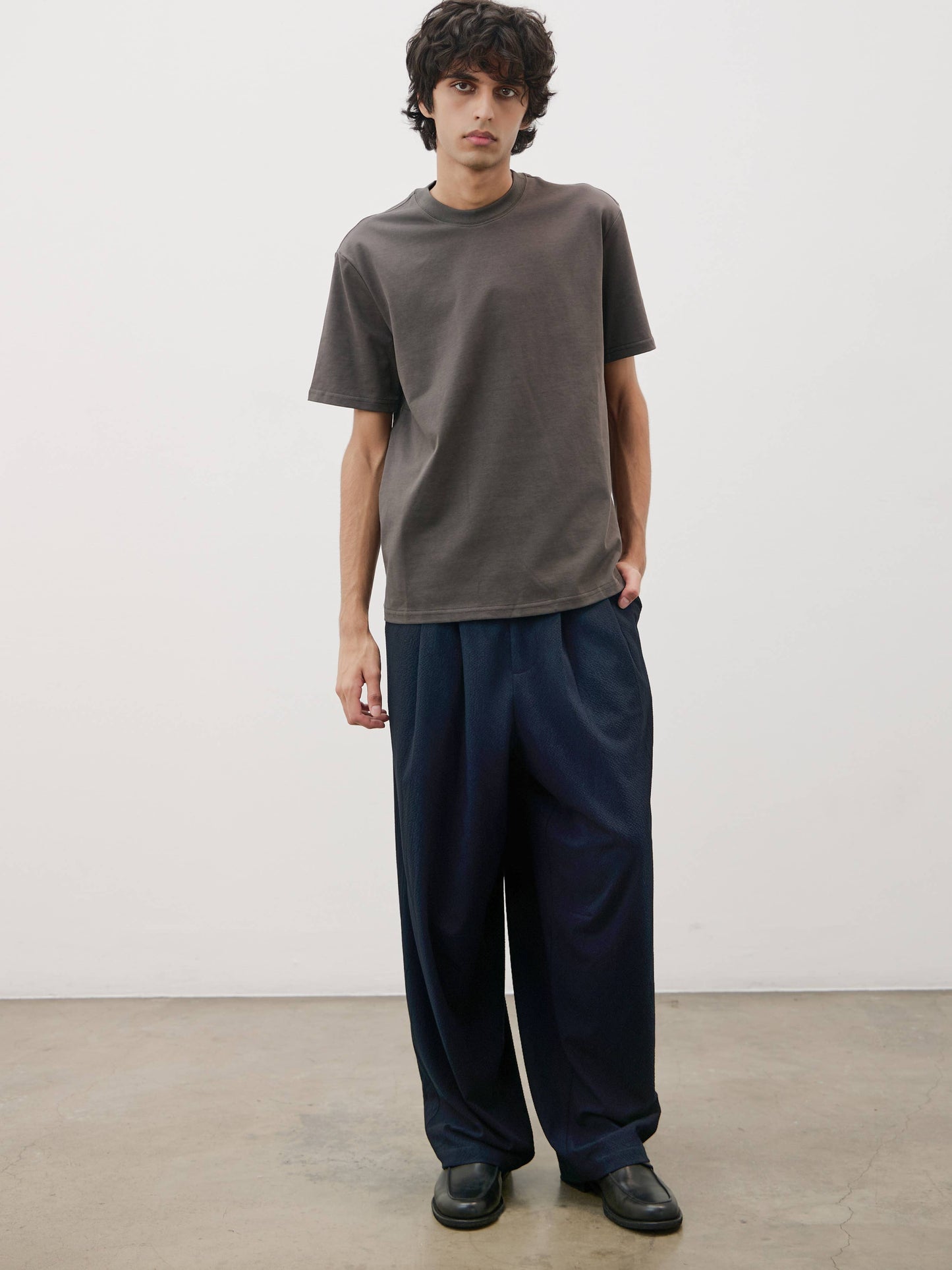 Common Market Cyrus Pants | Seersucker Barrel Pants with Pleats