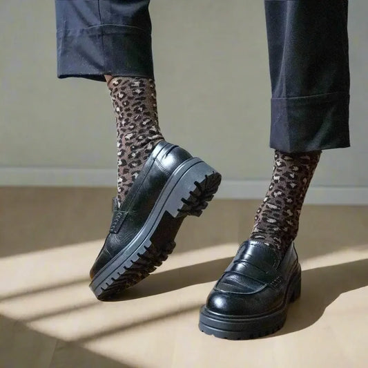KLUE Glitter Lurex Leopard Socks