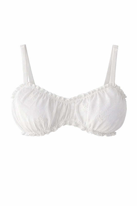 The Soleil Bow Eyelet Cotton Bralette | Dyke Queen