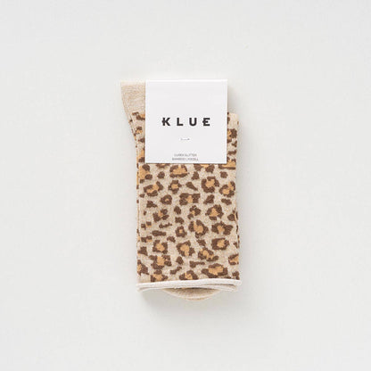 KLUE Glitter Lurex socks in eco-friendly Lyocell | Leopard beige