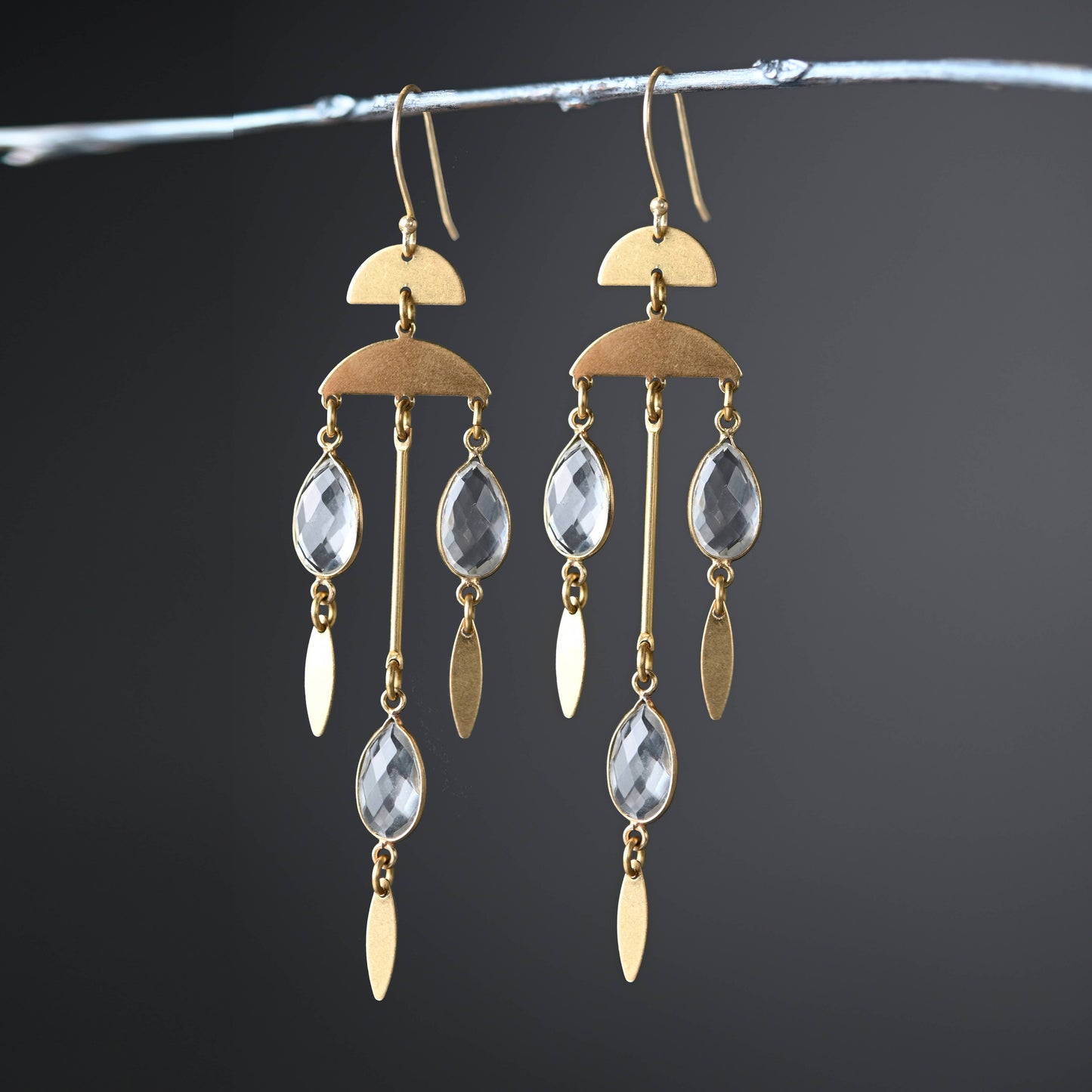 Dramatic Rain Drop Chandeliers w/ Stones