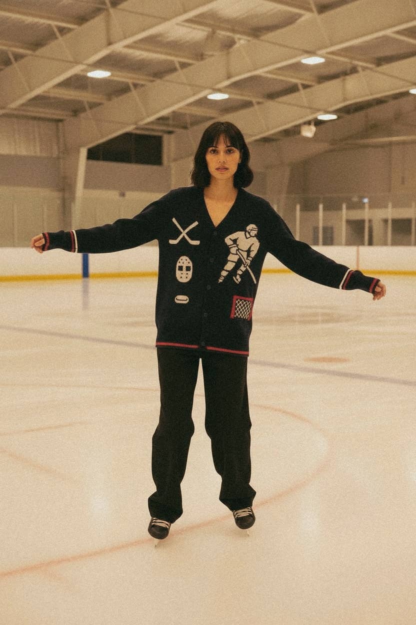 Good Days Rinkside Jacquard Knit Hockey Cardigan