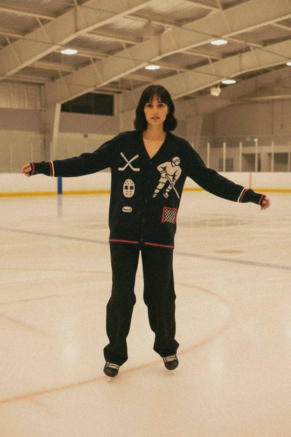 Good Days Rinkside Jacquard Knit Hockey Cardigan