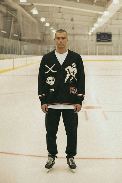 Good Days Rinkside Jacquard Knit Hockey Cardigan