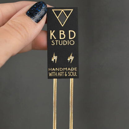 Tiny Lightning Studs w/ without Dramatic Chain Option