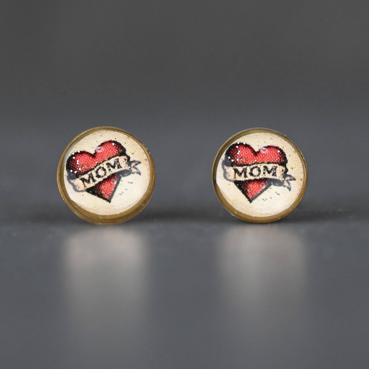 Tiny Picture Studs (Mom Heart Tattoo)