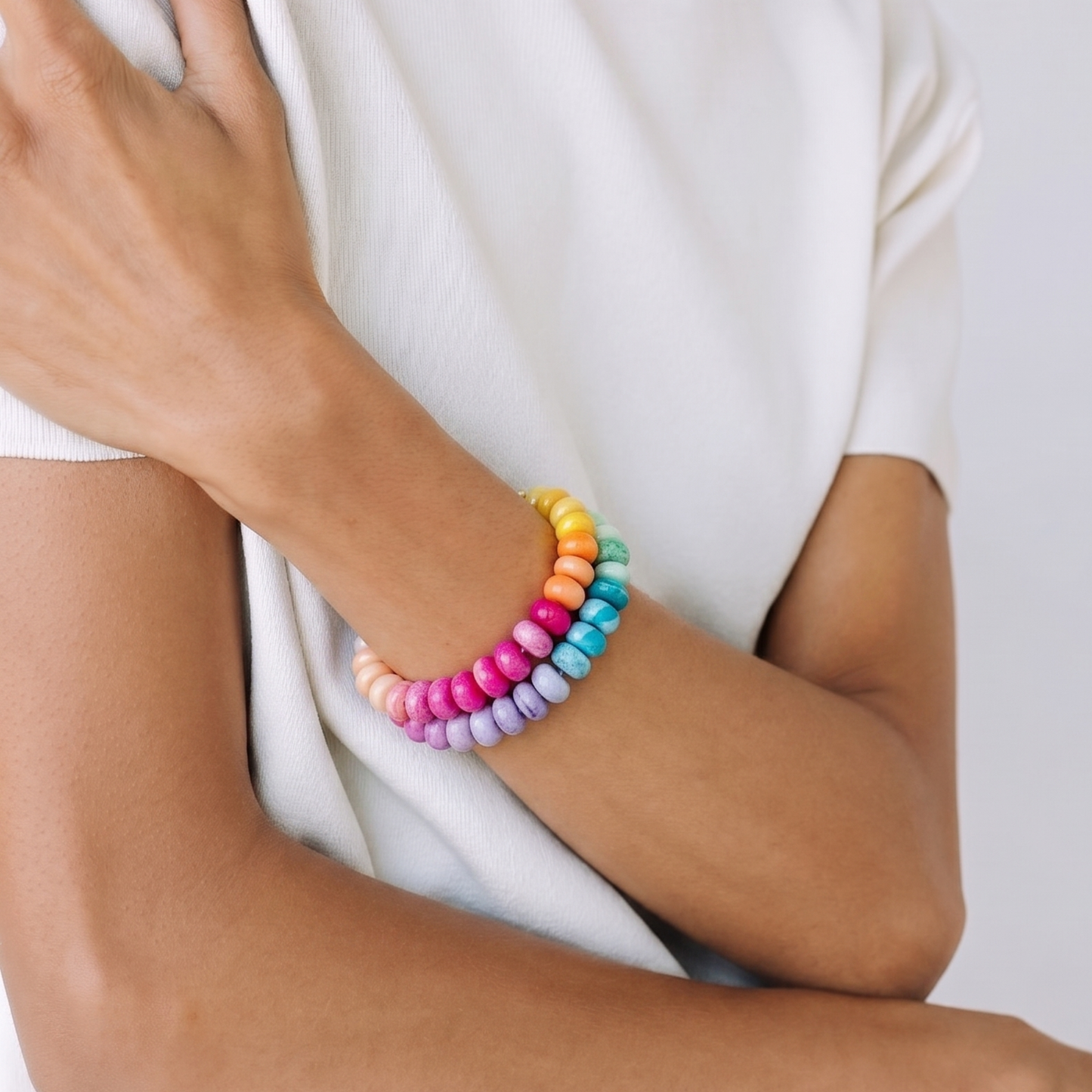 Pastel Rainbow Bracelet | Peruvian Opal | Beaded Bracelet