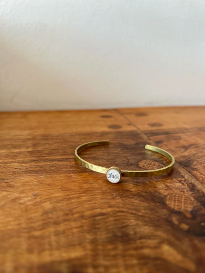 KBD Studios Thin Brass Cuff w/ Picture Image (Fuck)