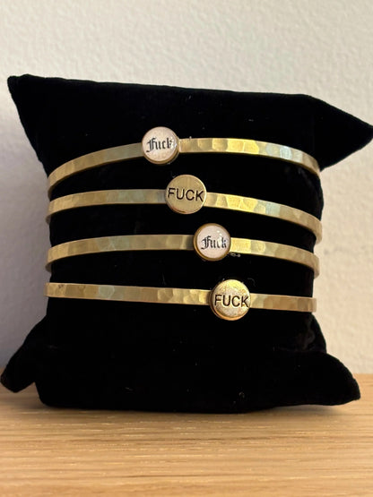 KBD Studios Thin Brass Cuff w/ Picture Image (Fuck)