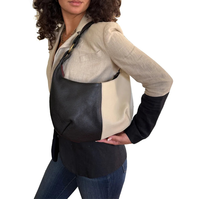Kim White Two-Tone Hobo Bag