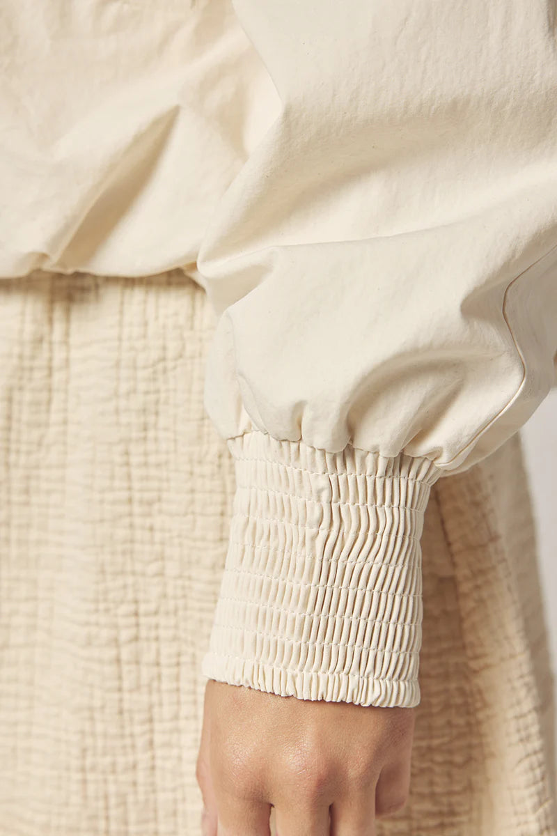 Amente Smocked Sleeve Zip Up Jacket