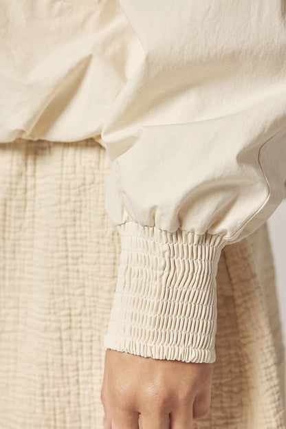 Amente Smocked Sleeve Zip Up Jacket