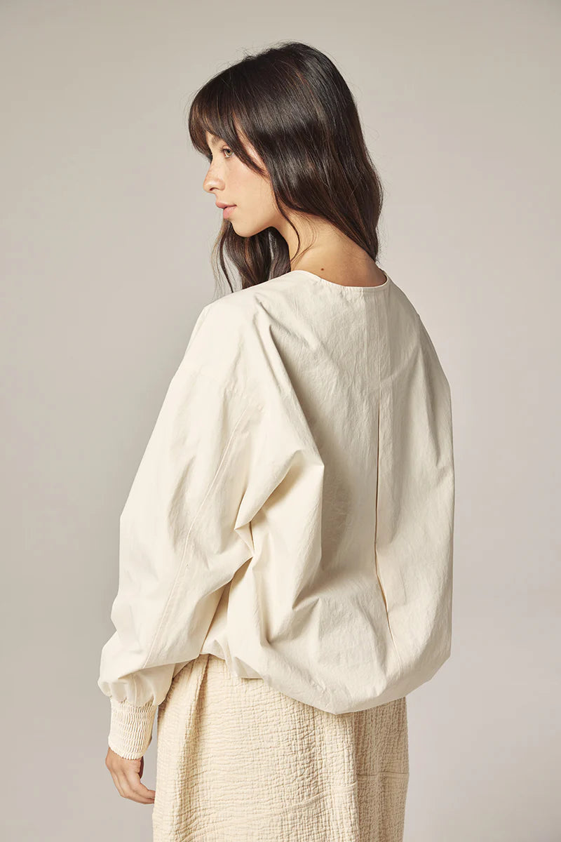 Amente Smocked Sleeve Zip Up Jacket