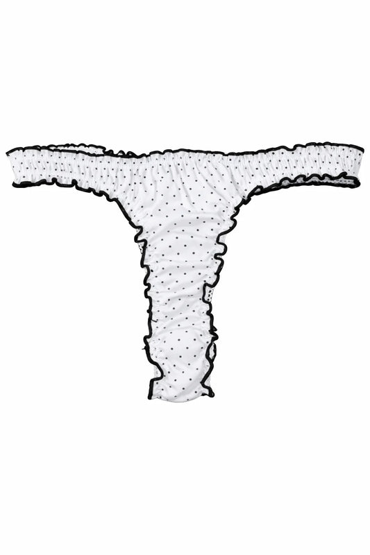The Holly Polka Dot Ruffle Cotton Thong | Dyke Queen