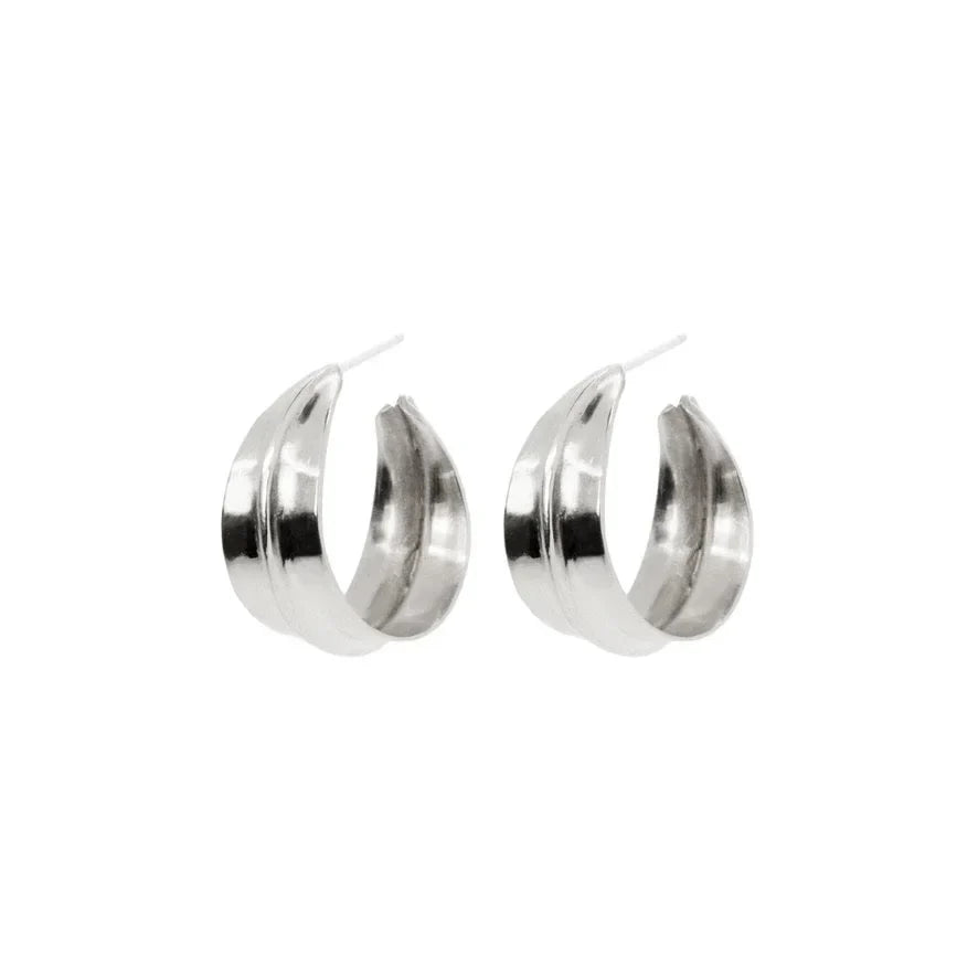 LADHA Silver Small Sahara Ridge Hoop Earrings