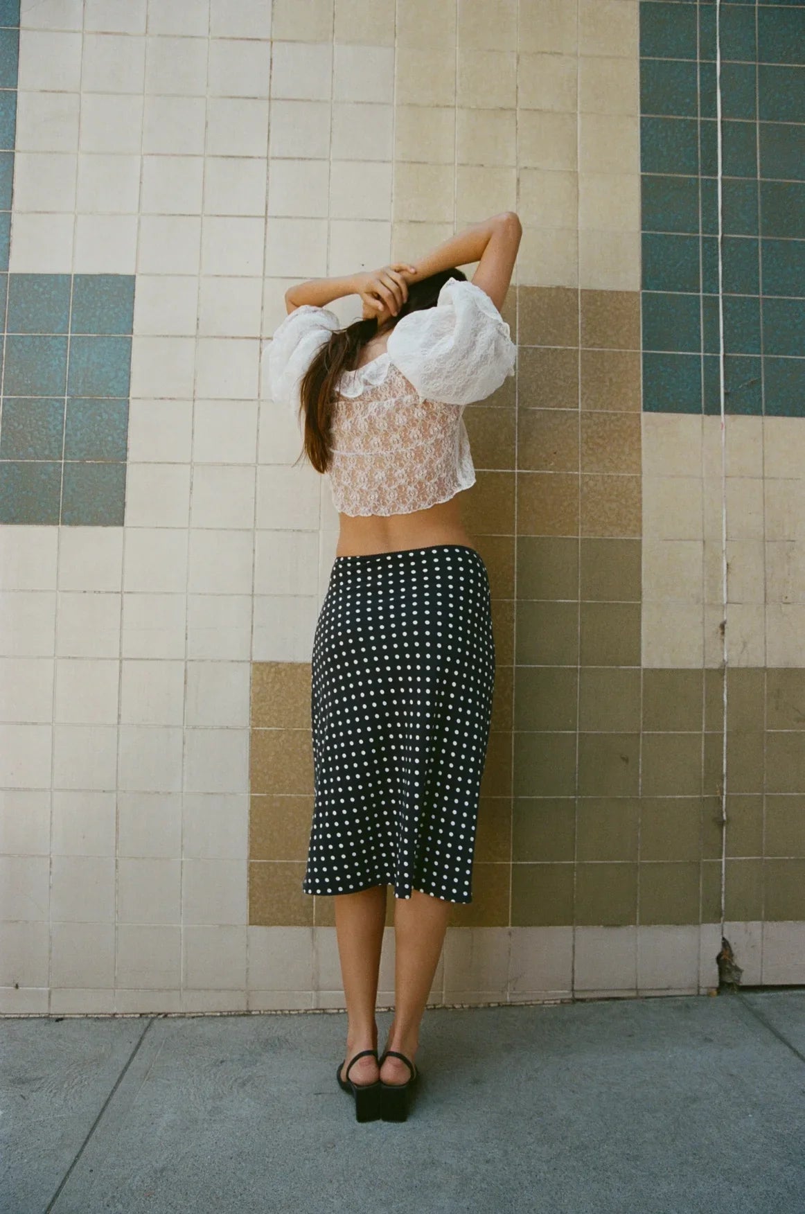 Rat Boi Bias Midi Slip Skirt - Domino Dot