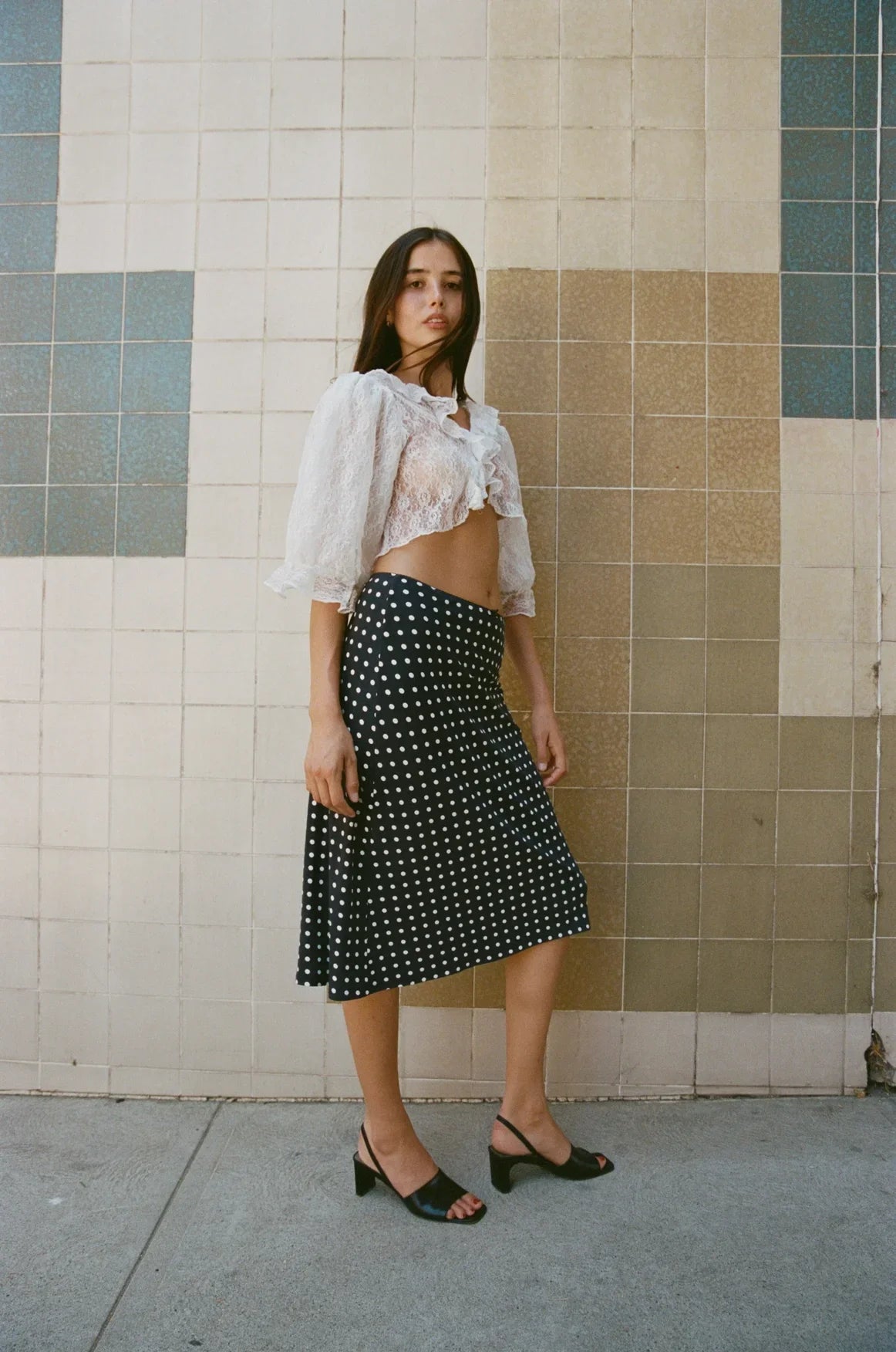 Rat Boi Bias Midi Slip Skirt - Domino Dot