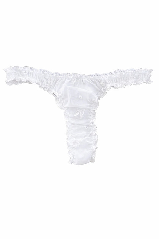 The Soleil Bow Eyelet Ruffle Cotton Thong | Dyke Queen