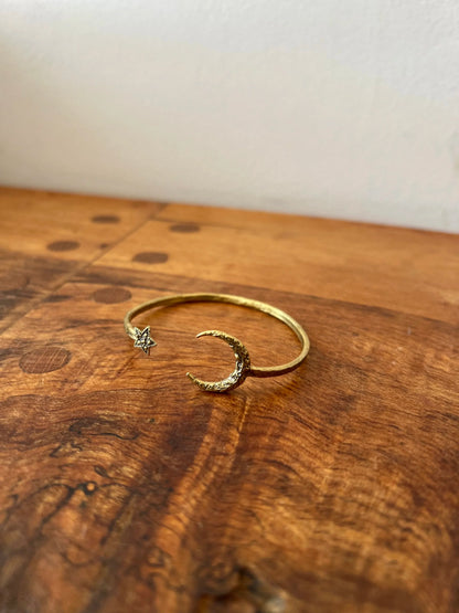 Alkemie Jewelry Crescent Moon & Star Bangle
