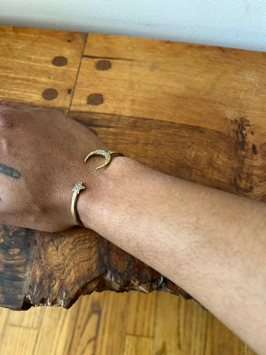 Alkemie Jewelry Crescent Moon & Star Bangle
